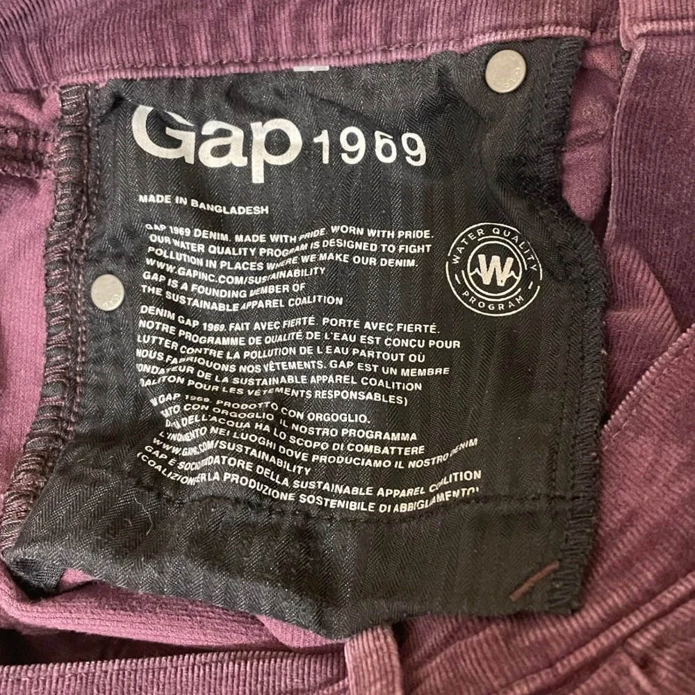 Gap 1969 Women's Womens 28R True Skinny Purple Corduroy Pants Mid Rise Stretch - Picture 5 of 10